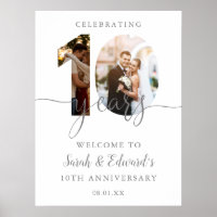 10th Wedding Anniversary 2 Photo Welcome Sign
