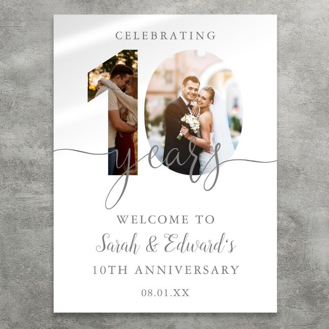 10th Wedding Anniversary 2 Photo Welcome Sign (10th Wedding Anniversary 2 Photo Welcome Sign)