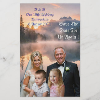 10th Wedding Anniversary 3Photos Couple Boy Girl Stationery