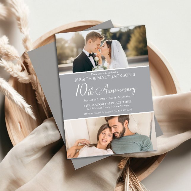 10th Wedding Anniversary Celebration Then and Now  Invitation (Creator Uploaded)