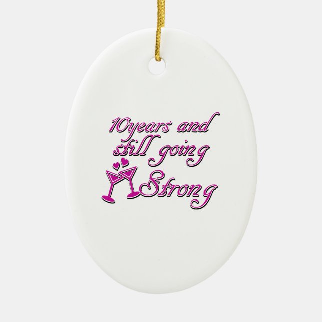 10th wedding anniversary ceramic tree decoration (Front)