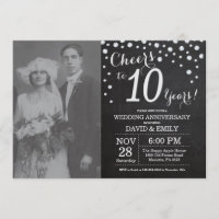 10th Wedding Anniversary Chalkboard Black Silver