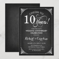 10th Wedding Anniversary - Chalkboard White