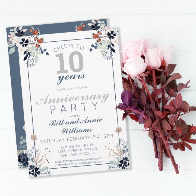 10th Wedding Anniversary Cheers to 10 Years Party Invitation (Creator Uploaded)