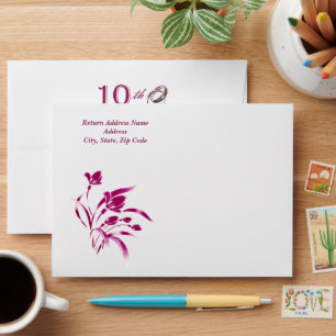 10th Wedding Anniversary Elegant Floral Custom Envelopes