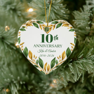 10th Wedding Anniversary Gift Ceramic Tree Decoration