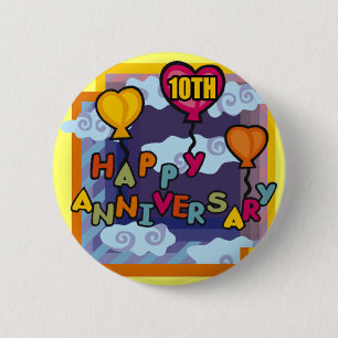 10th Wedding Anniversary Gifts 6 Cm Round Badge