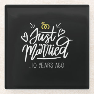 10th Wedding Anniversary Glass Coaster
