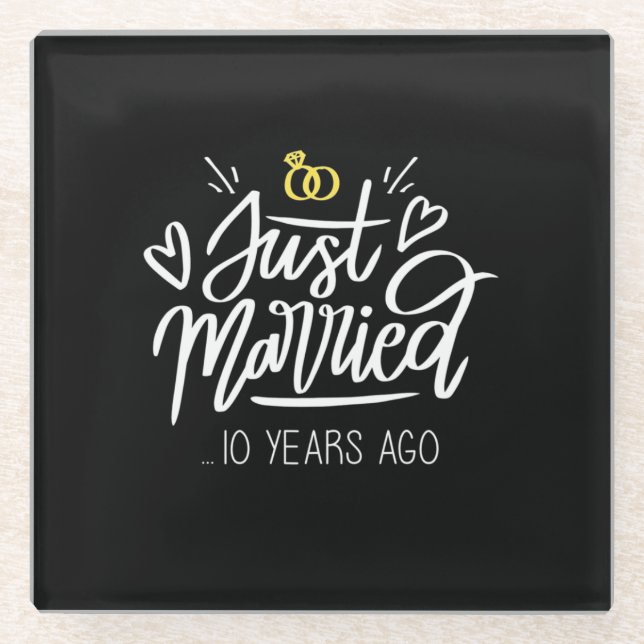 10th Wedding Anniversary Glass Coaster (Front)