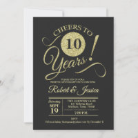 10th Wedding Anniversary Gold Chalkboard Pattern