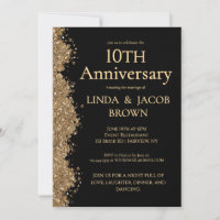 10th Wedding Anniversary Gold Faux Glitter