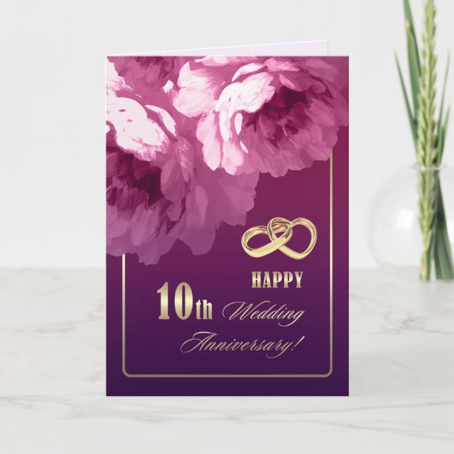 10th Wedding Anniversary Greeting Cards (Front)
