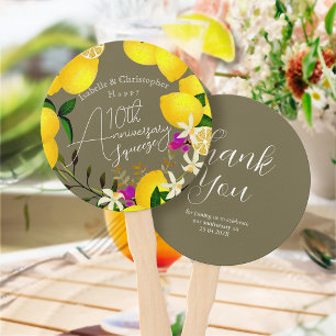 10th Wedding Anniversary Lemon Squeeze Hand Fan