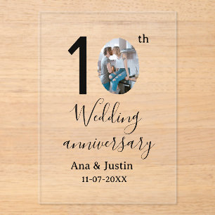10th wedding anniversary name photo bold letter st acrylic invitations