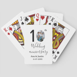 10th wedding anniversary name photo bold letter st playing cards