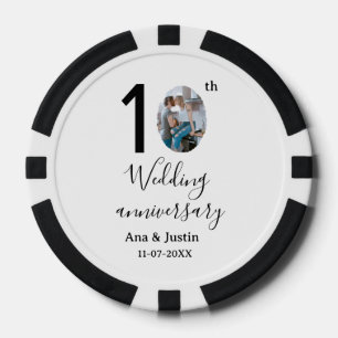 10th wedding anniversary name photo bold letter st poker chips