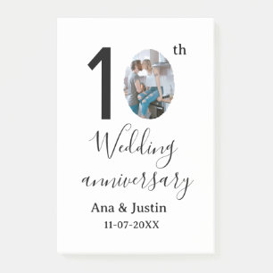 10th wedding anniversary name photo bold letter st post-it notes