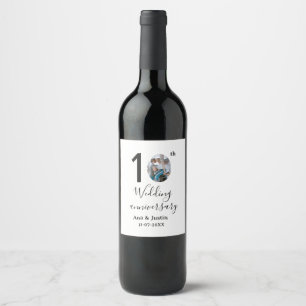 10th wedding anniversary name photo bold letter st wine label