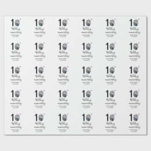 10th wedding anniversary name photo bold letter st wrapping paper