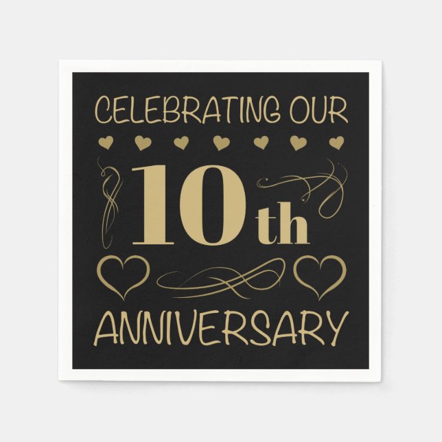 10th Wedding Anniversary Napkin (Front)
