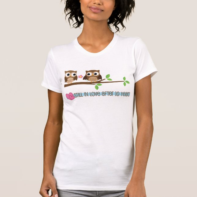 10th Wedding Anniversary Owls T-Shirt (Front)