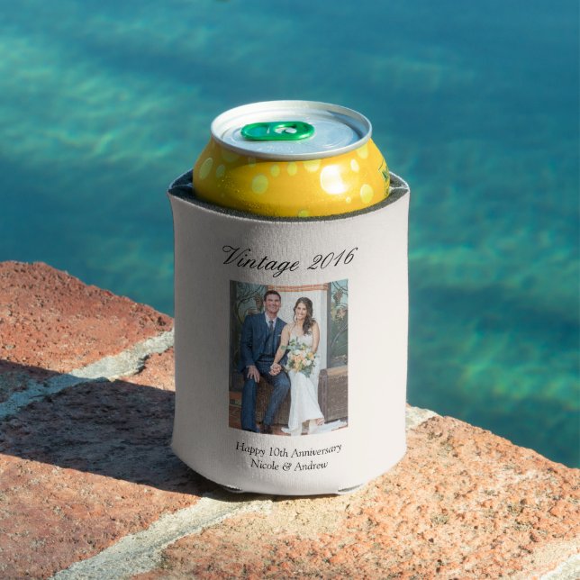 10th Wedding Anniversary Party Favour Custom Photo Can Cooler (In Situ Pool)