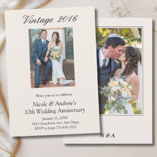 10th Wedding Anniversary Party Vow Renewal 2 Photo Invitation