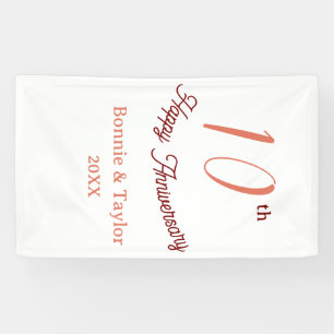 10th wedding anniversary peach pastel name retro b banner