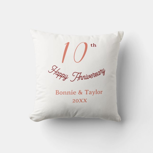 10th wedding anniversary peach pastel name retro b cushion (Front)