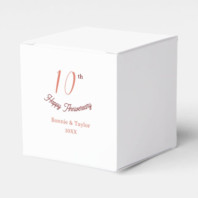 10th wedding anniversary peach pastel name retro b favour box (Front Side)
