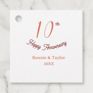 10th wedding anniversary peach pastel name retro b favour tags