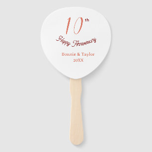 10th wedding anniversary peach pastel name retro b hand fan