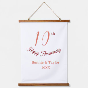 10th wedding anniversary peach pastel name retro b hanging tapestry