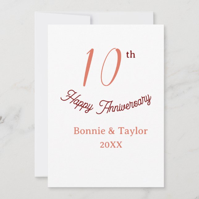 10th wedding anniversary peach pastel name retro b invitation (Front)