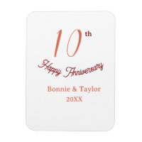 10th wedding anniversary peach pastel name retro b