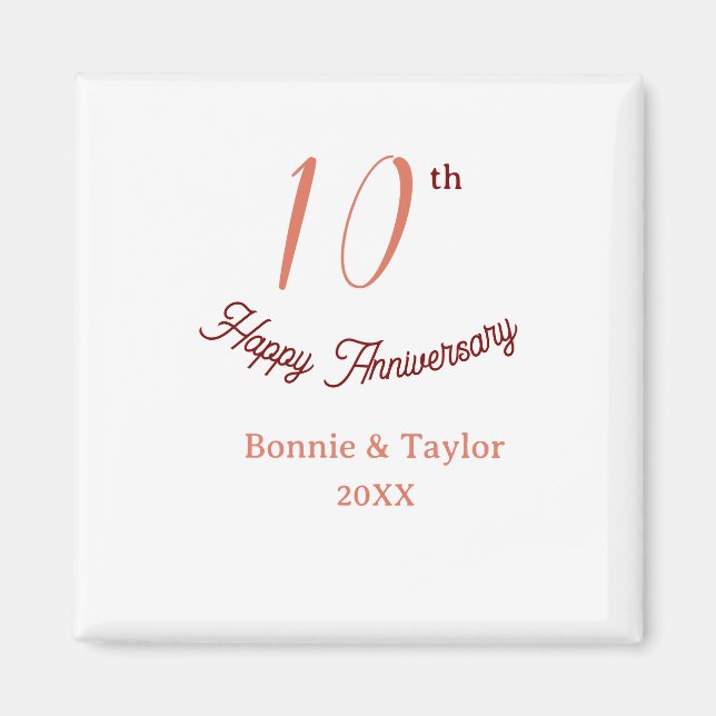 10th wedding anniversary peach pastel name retro b magnet (Front)