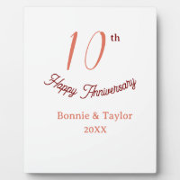 10th wedding anniversary peach pastel name retro b