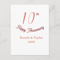 10th wedding anniversary peach pastel name retro b