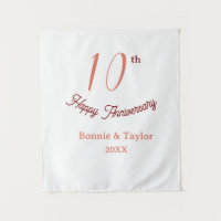 10th wedding anniversary peach pastel name retro b