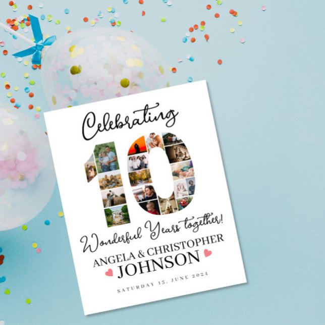 10th Wedding Anniversary Photo Collage party Sign (Creator Uploaded)