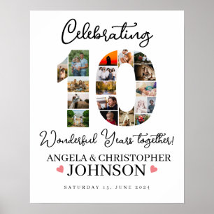 10th Wedding Anniversary Photo Collage party Sign