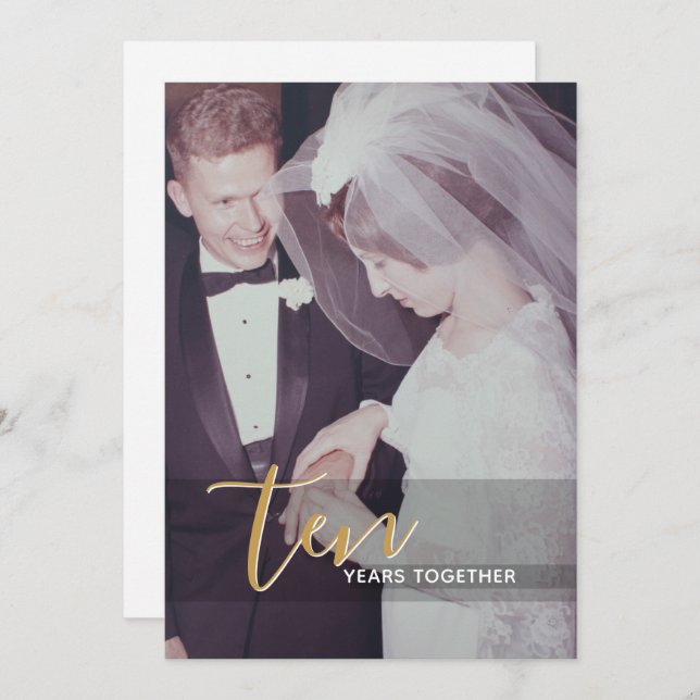 10th Wedding Anniversary & Photo Invitation (Front/Back)