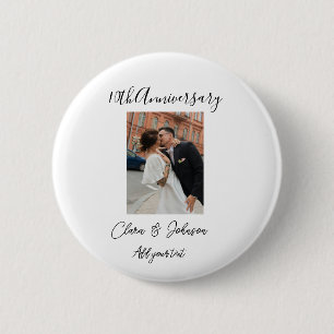 10th wedding anniversary photo name couple Romanti 6 Cm Round Badge