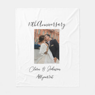 10th wedding anniversary photo name couple Romanti Fleece Blanket
