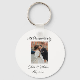 10th wedding anniversary photo name couple Romanti Key Ring