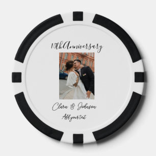10th wedding anniversary photo name couple Romanti Poker Chips