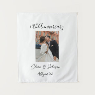 10th wedding anniversary photo name couple Romanti Tapestry