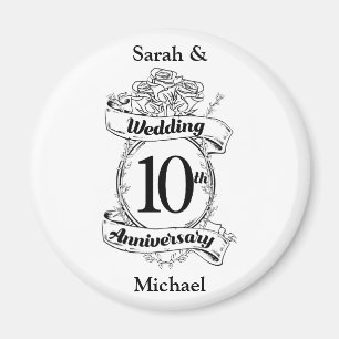 10TH Wedding Anniversary Roses Magnet