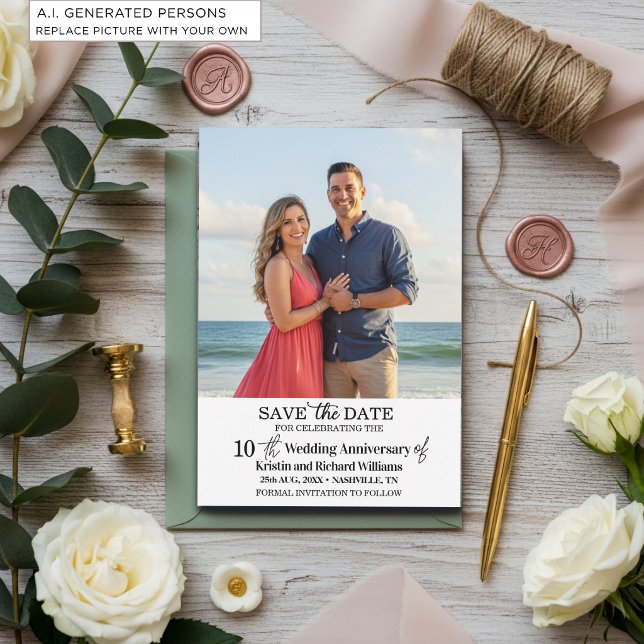 10th Wedding Anniversary Save the Date Photo Card (Creator Uploaded)