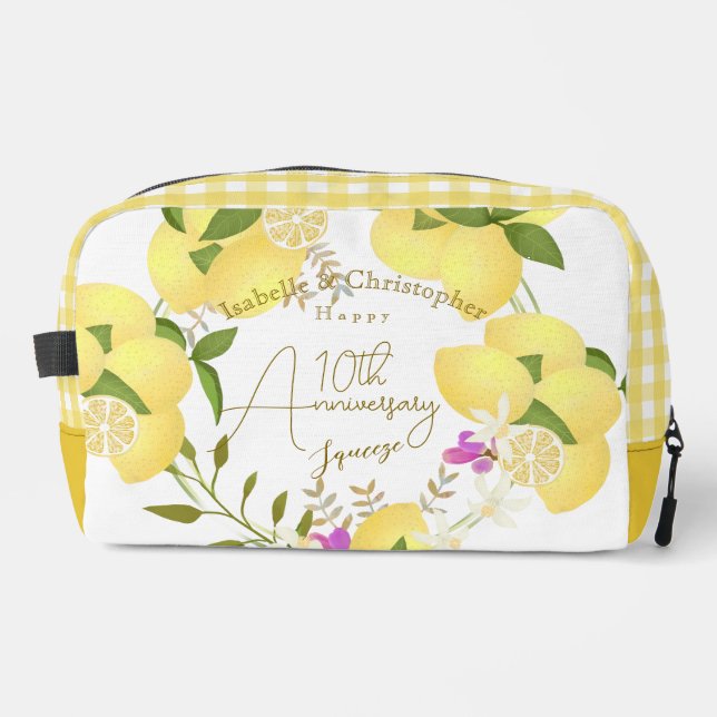 10th Wedding Anniversary Summer Lemon Squeeze  Dopp Kit (Front)